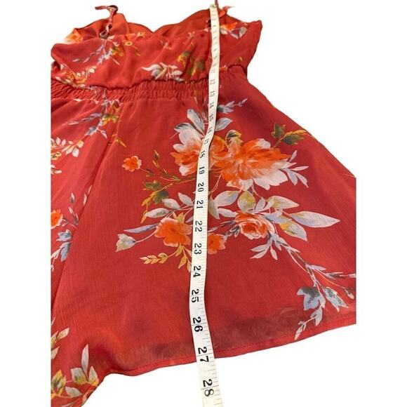 Trixxi Women's Red Floral Spaghetti Straps Romper Red Size L - Picture 6 of 9